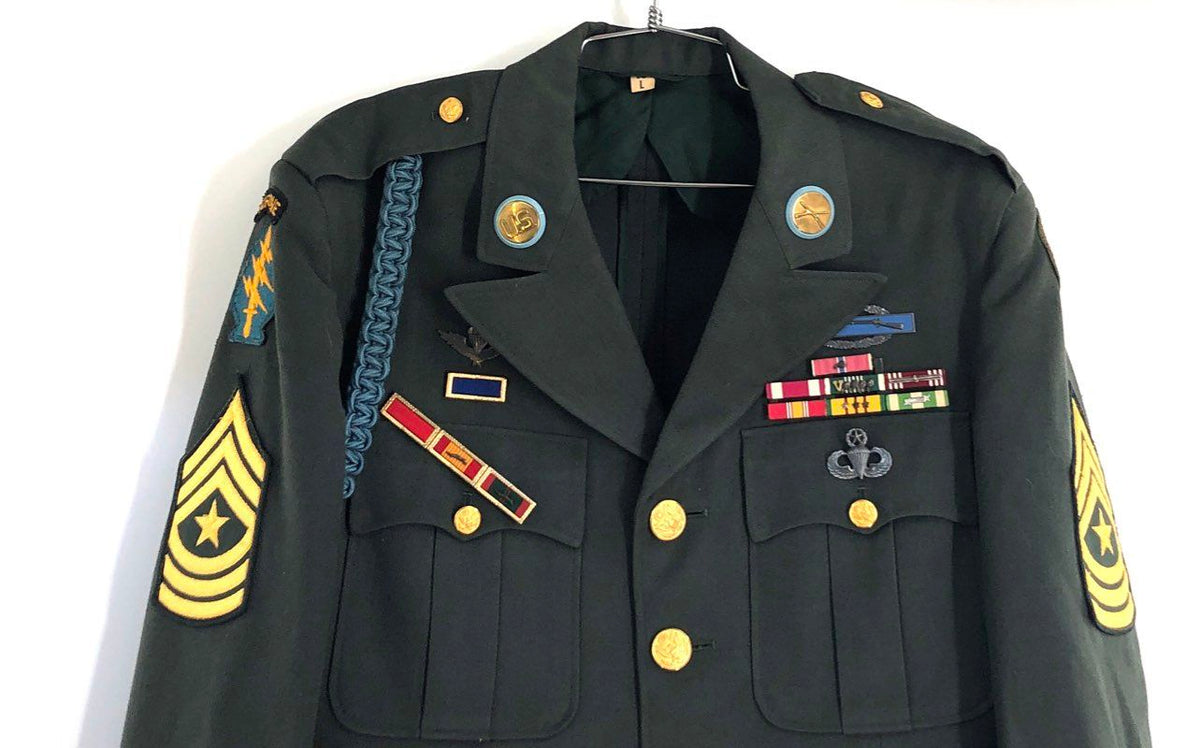 Vintage 90s US Army Special Forces Ranger Dress Green Service Coat Jacket Sz 38L