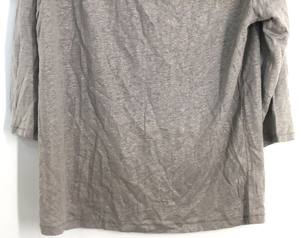 J.Crew Women's Gray Metallic Linen Boatneck 3/4 Sleeve Top Sz S NWT