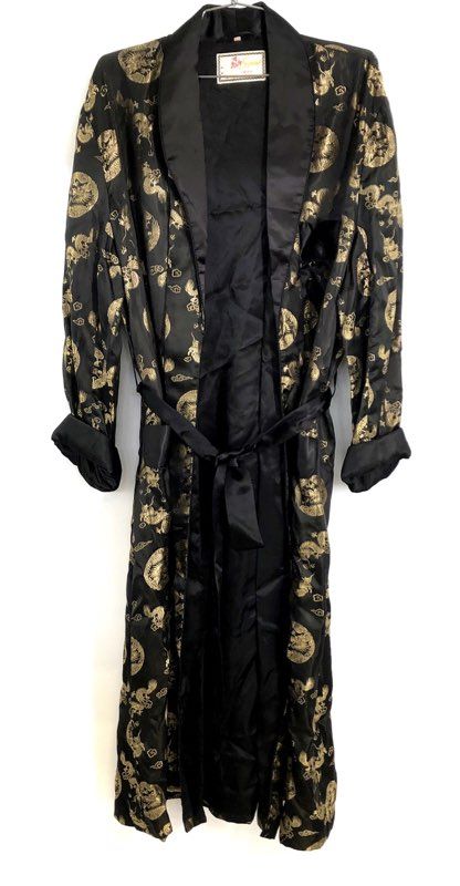 Vintage Squirrel Silk Dragon Print Robe Kimono Hangzhou China Sz 50