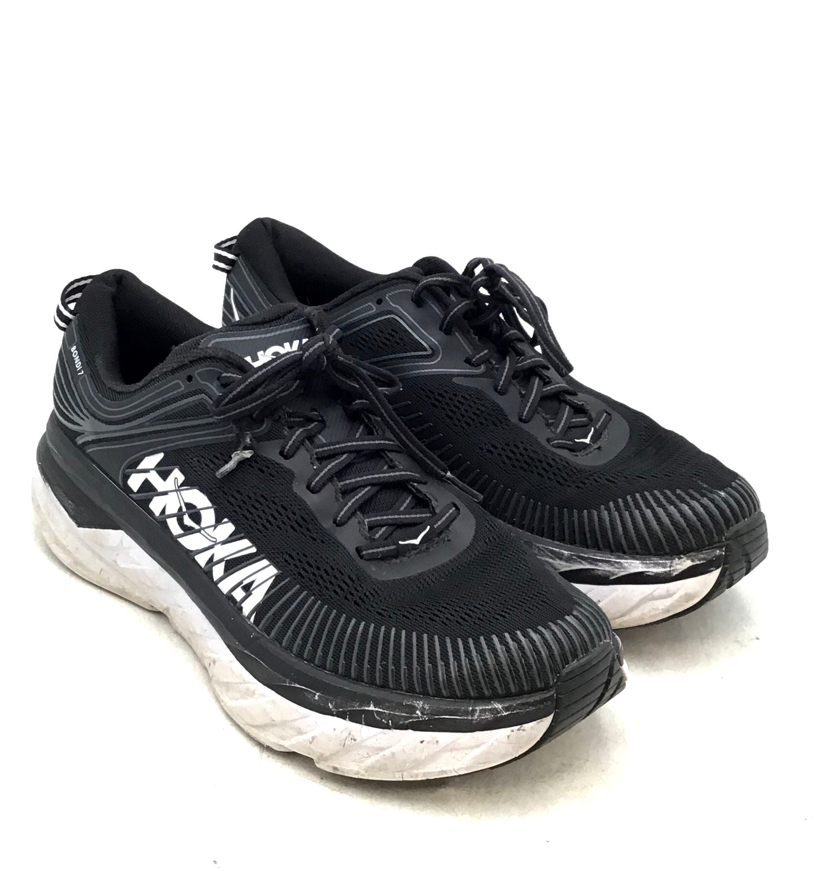 Hoka One One Women s Bondi 7 1110519 BWHT Black Athletic Shoes Size