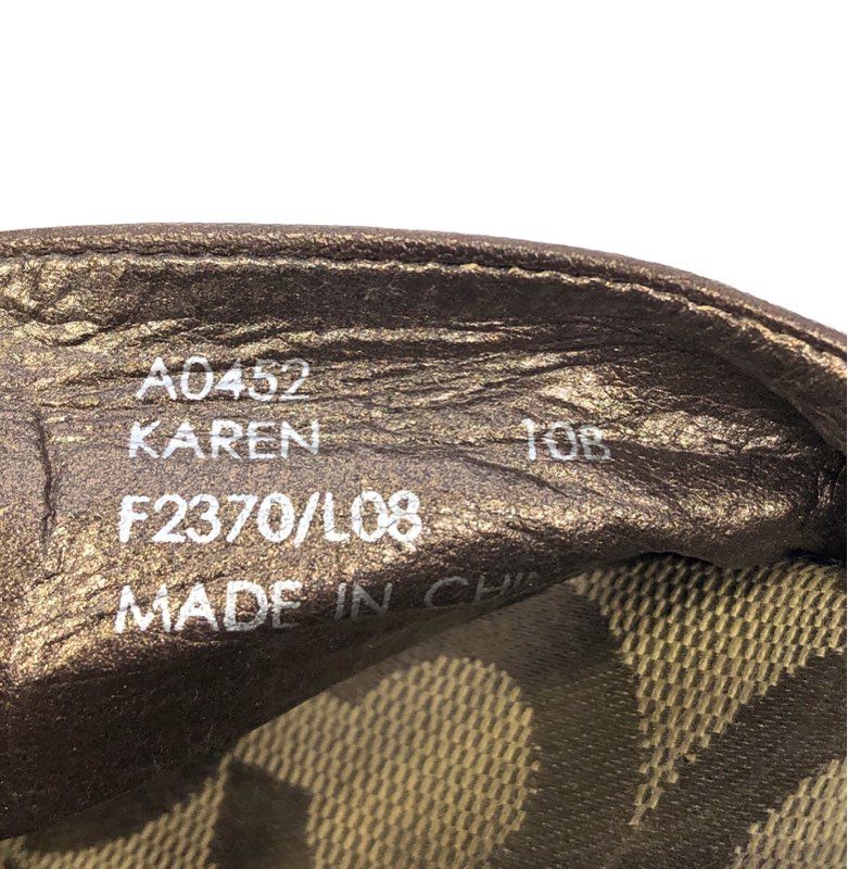 Coach Karen Signature Jacquard Metallic Bronze Wedge Heel Sandals Size 10B