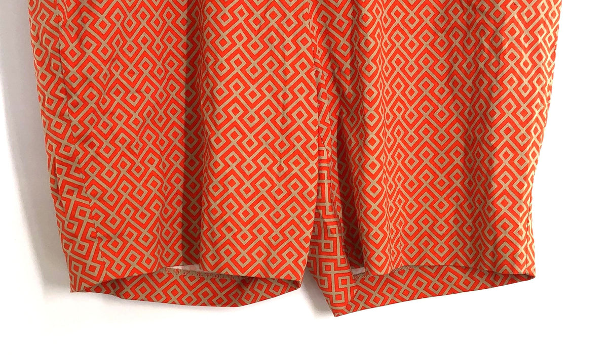 Michael Kors Women's Mandarin Orange Fretwork Geometric Print Shorts Size 18W