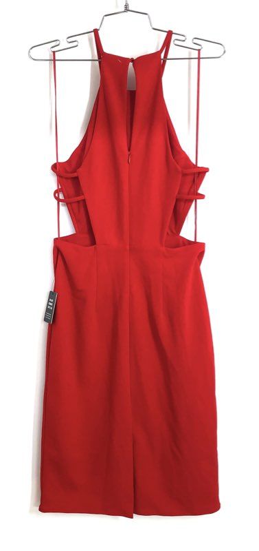 Express Women's Red Halter Neck Side Cutout Sheath Dress NWT Sz S