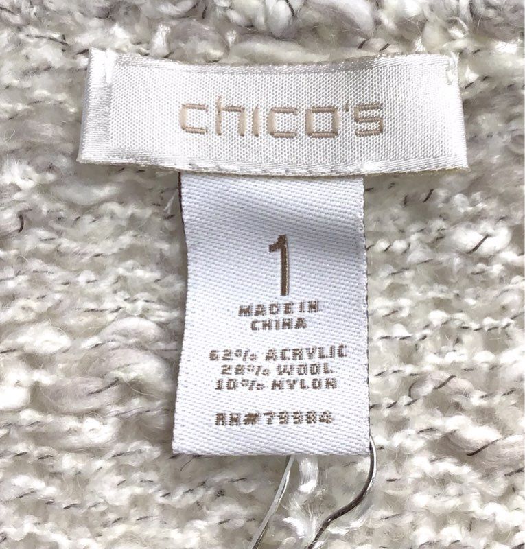 NWT Chico's Women's Soft White Poetic Fringe Cardigan Sweater - Size 1