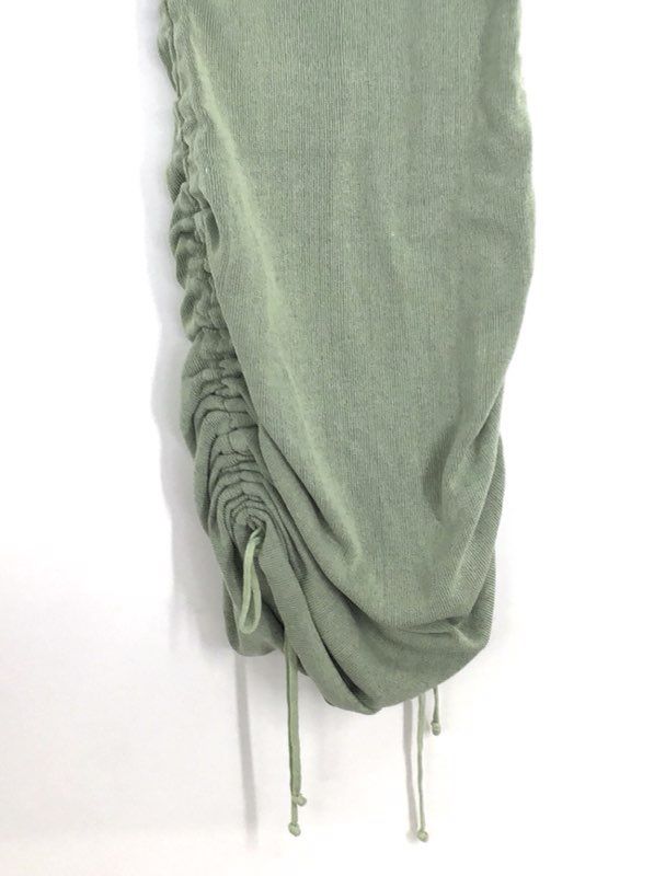 Lioness Women's Sage Green Military Minds Ribbed Ruched Mini Dress Sz XS