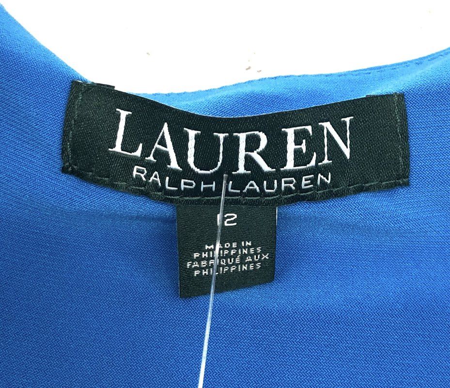 Lauren Ralph Lauren Women's Bright Turquoise Ruched Sleeveless Dress Sz 12 NWT