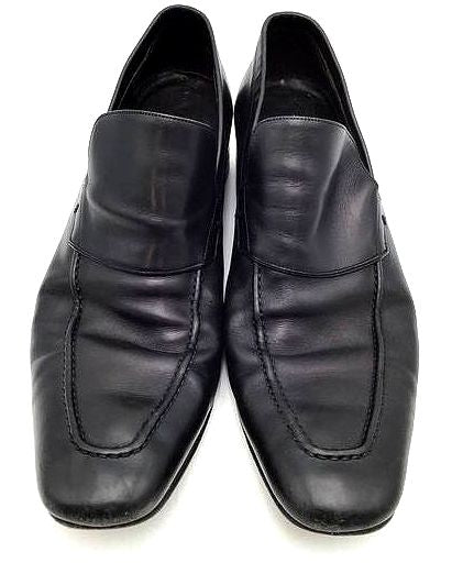 Gucci Men&#39;s Black Leather Slip-On Loafers-Size 9D (+COA)