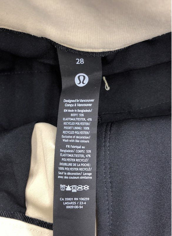 Lululemon Men's Black Beige Chino Pants - Size 28 Lot Of 2