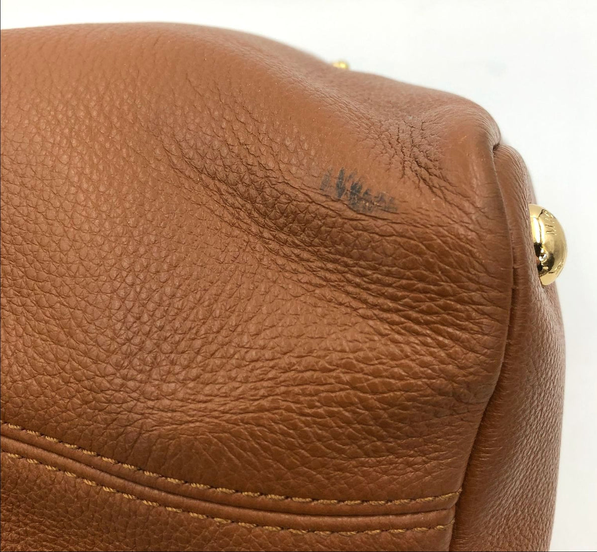 Michael Kors 'Brooke' Brown Pebbled Leather Shoulder Bag w/ Gold Accents (+COA)
