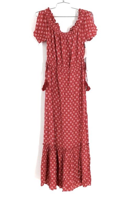 NWT 1. State Women&#39;s Red Short Sleeve Off the Shoulder Maxi Dress - Size XS