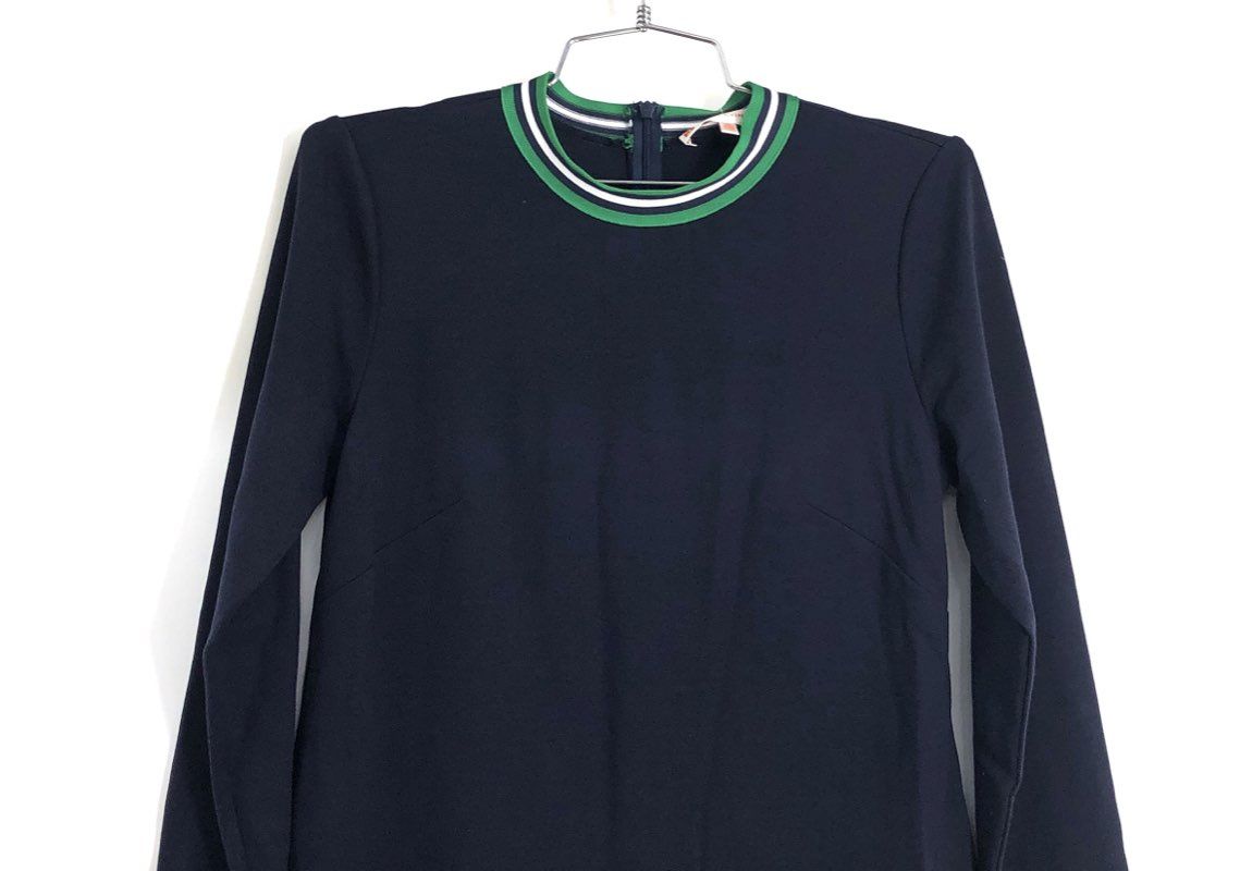 Jude Connally Women's Cameron Dress Navy Shamrock Green Long Sleeve NWT Sz XS