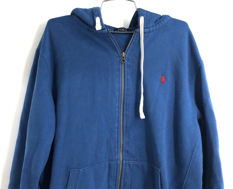 Polo Ralph Lauren Men's Royal Blue Full Zip Hoodie Red Pony Logo Sz XXL
