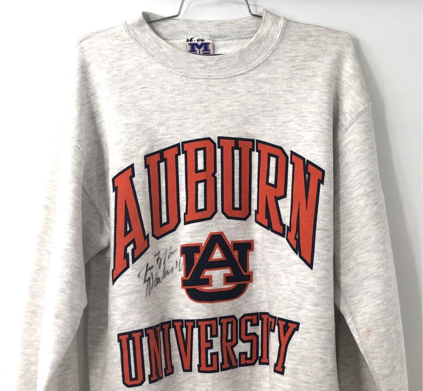 Vintage 90s MV Sport Auburn University Sweatshirt Gray Signed Terry Wilson Sz M