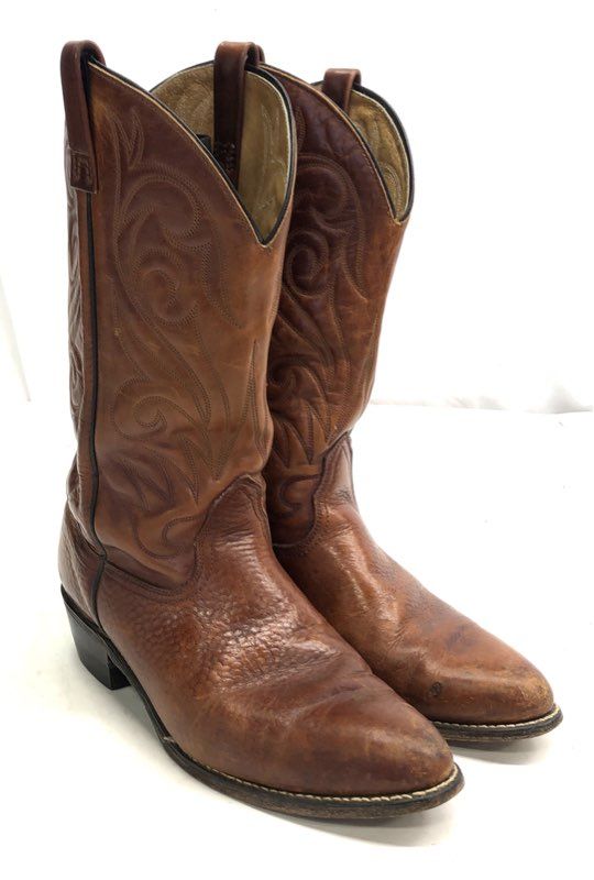 Vintage Tony Lama Cognac Brown Leather Western Cowboy Boots Men's Size 10C