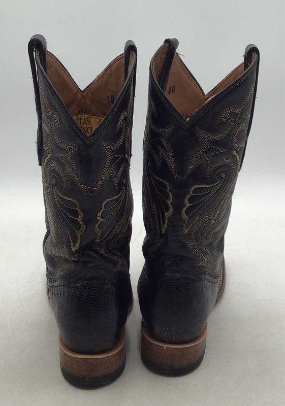 Botas Diligencia Men&#39;s Black Leather Cowboy Western Boots - Size 40