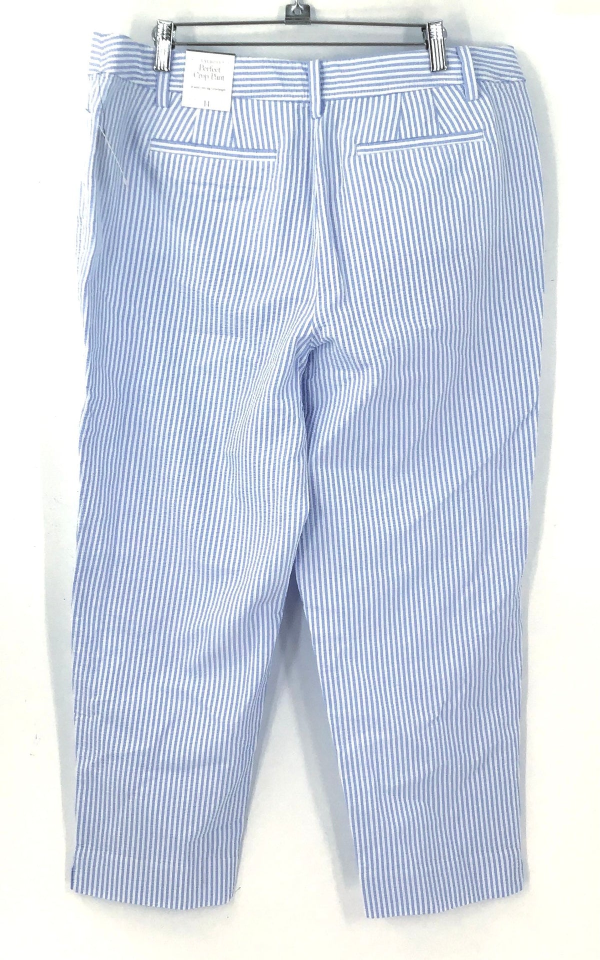 NWT Talbots Women's Blue Striped Perfect Cropped Pants - Size 14