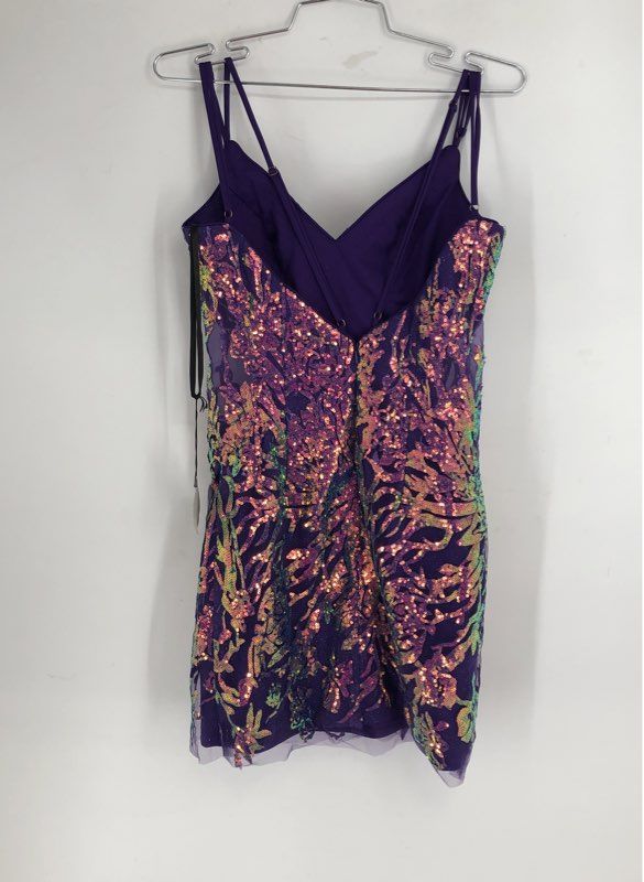 NWT Alyce Designs Women's Bright Purple Sequin Mini Dress