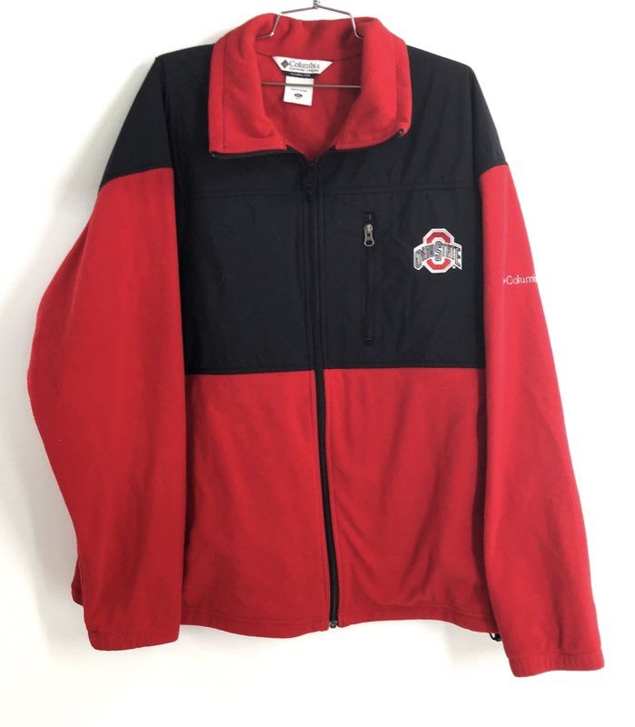 Columbia Men's Ohio State Buckeyes NCAA Full Zip Fleece Jacket Red Black Sz XXL