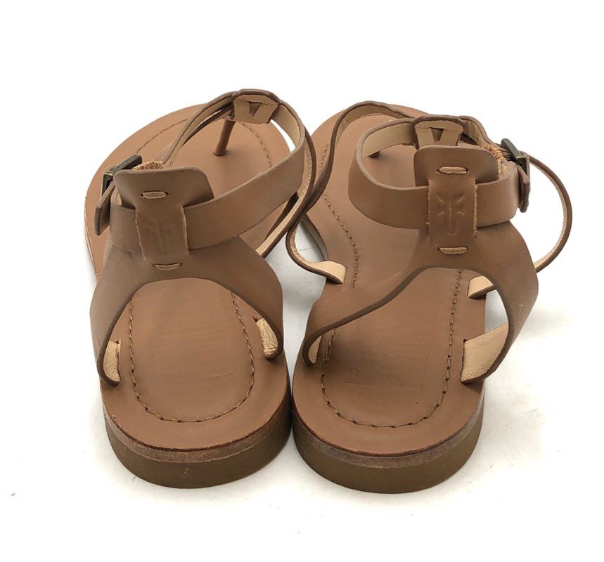 Frye Brown Leather Ankle Strap Thong Flat Sandals Women's Size 11