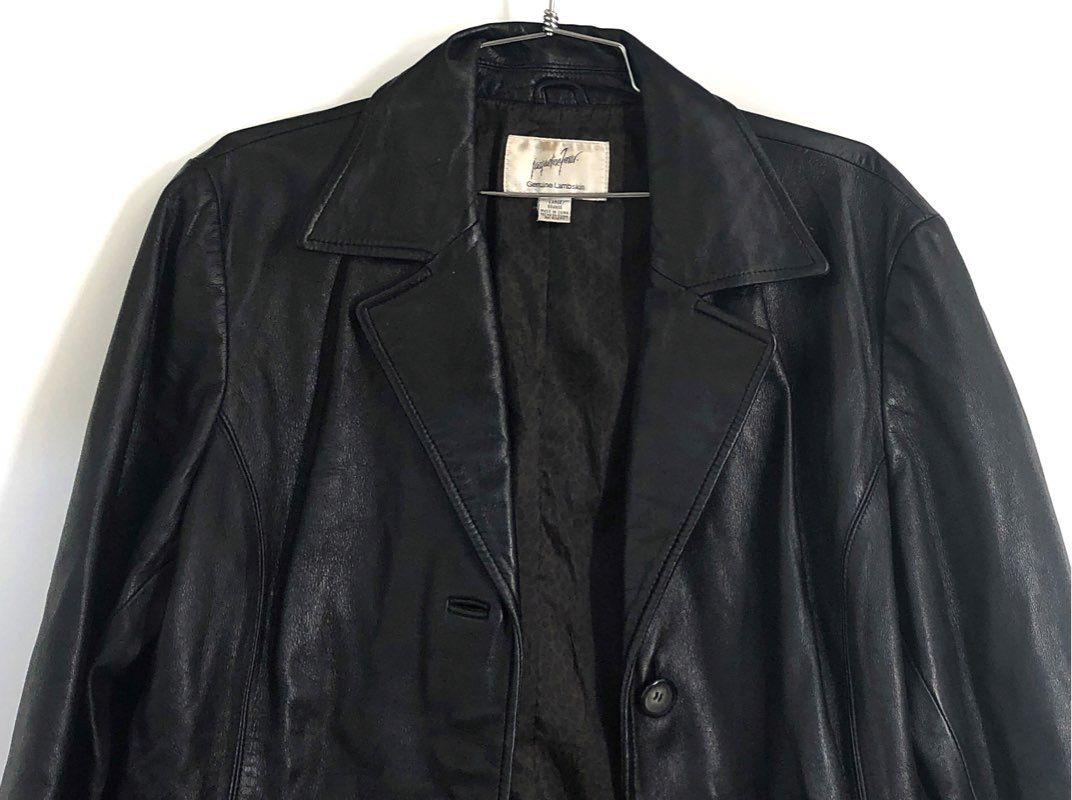 Jacqueline Ferrar Women's Black Genuine Lambskin Leather Jacket Vintage Y2K Sz L
