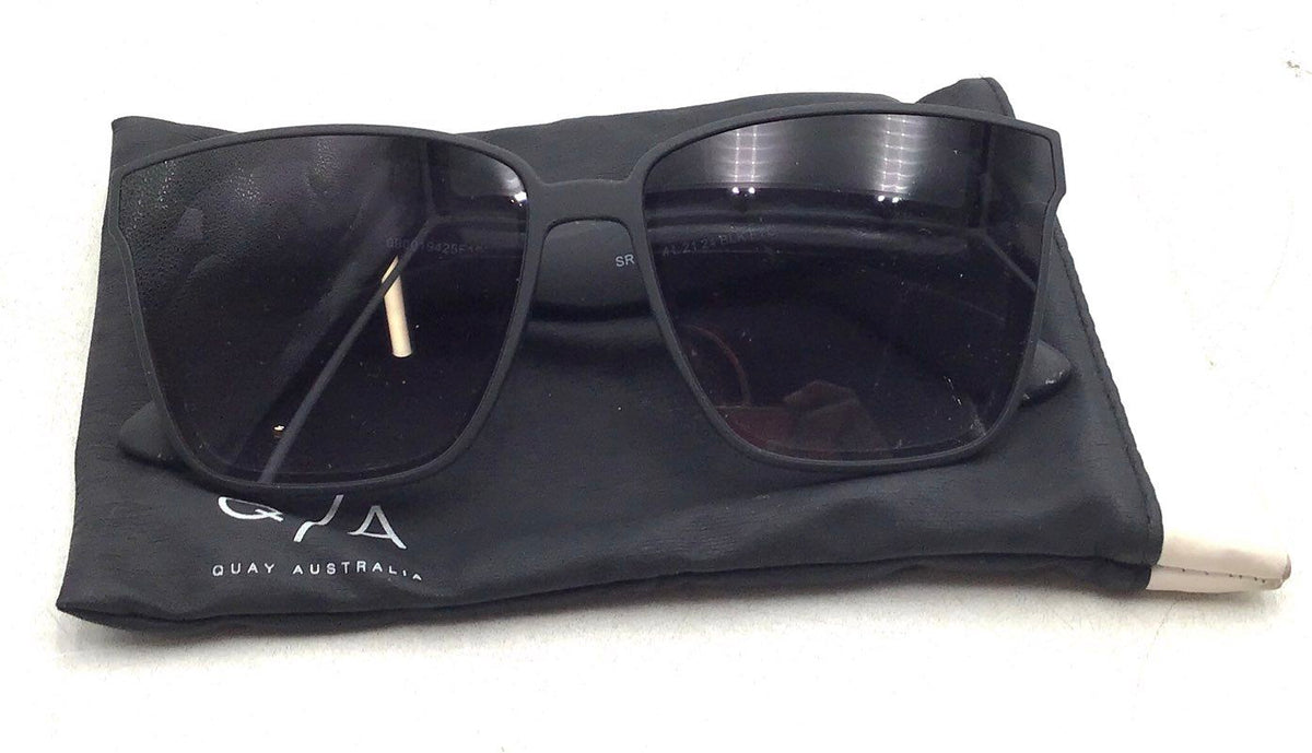 Quay Australia Women&#39;s Polarized Glasses Black Frame Square Sunglasses W/ Pouch