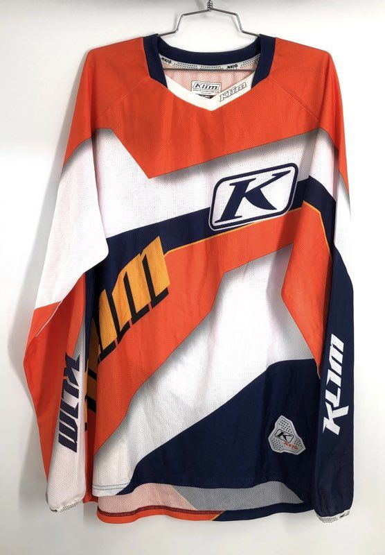 Klim Men's XC Motocross Jersey Orange White Blue Graphic Long Sleeve Sz XL