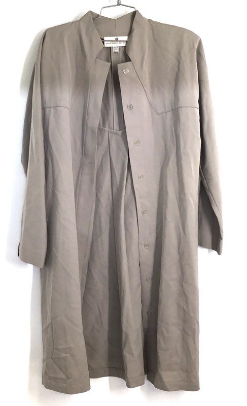 Vintage 80s Geoffrey Beene for Saks Fifth Avenue Women's Tan Duster Jacket Sz 8