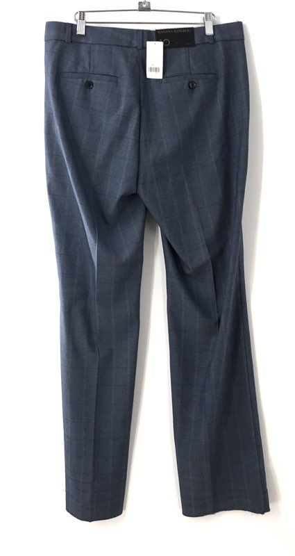 Banana Republic Women's Logan Blue Plaid Straight Leg Pants NWT Sz 10