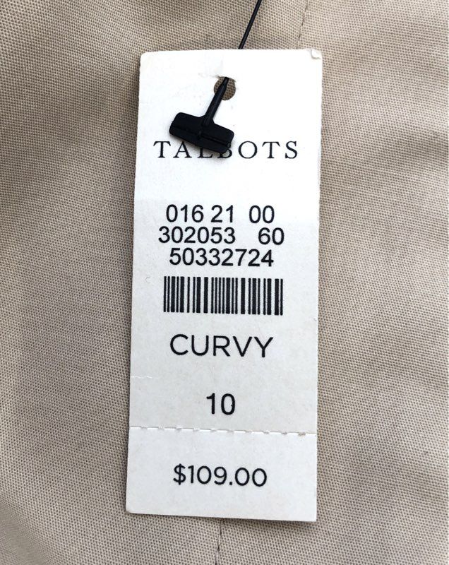 Talbots Women's Tan Freeport Curvy Straight Leg Cotton Blend Pants Sz 10 NWT