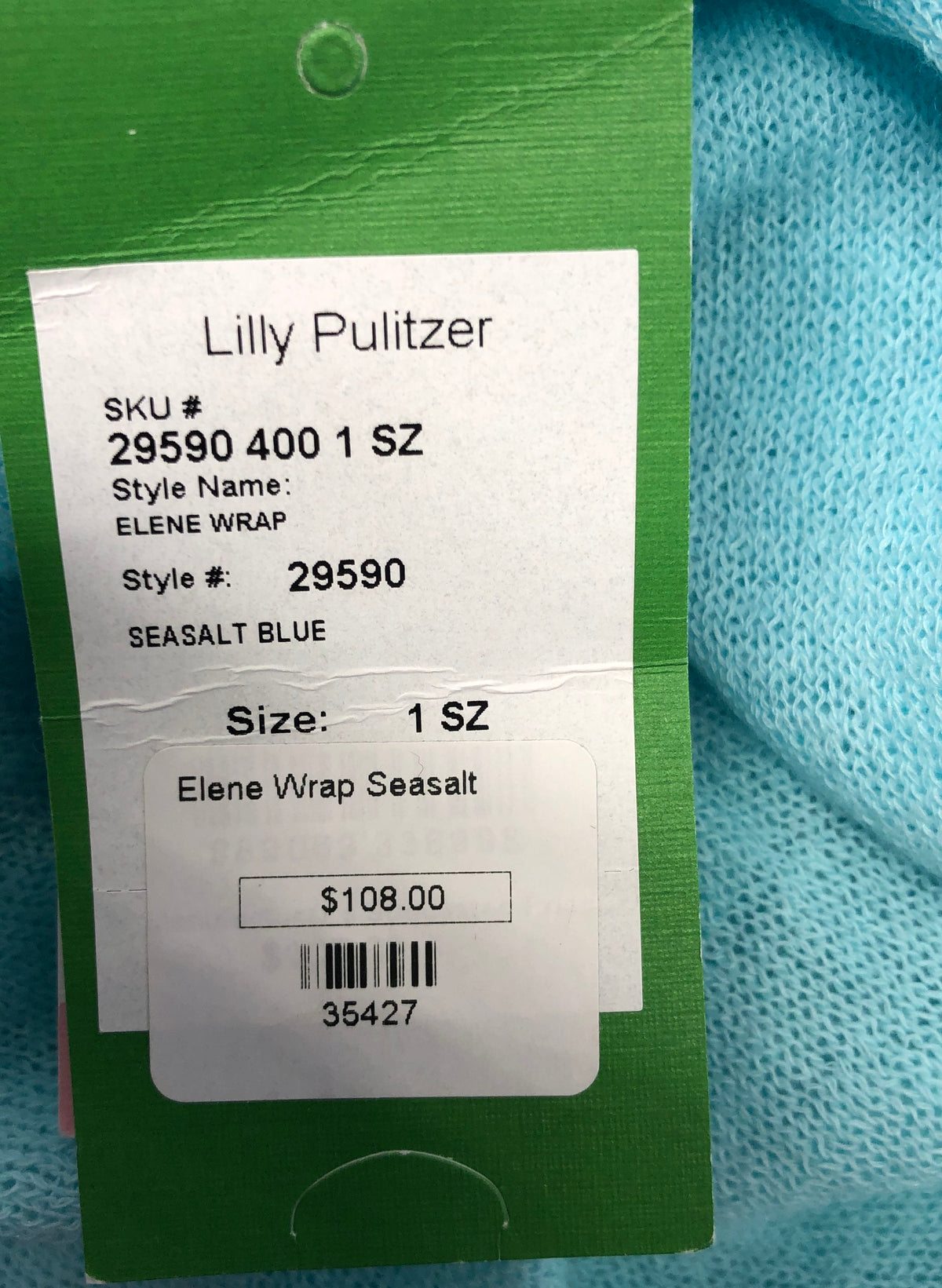 Lilly Pulitzer Women's Elene Wrap Seasalt Blue Cotton Silk Blend Tassel NWT OS