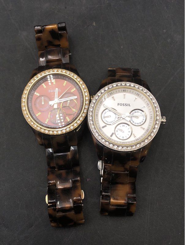 Fossil Wristwatch Lot of 6 Chronograph Date Stainless Steel Leather Resin