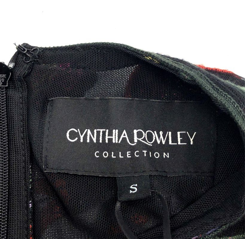 Cynthia Rowley Women's Black Multi Floral Embroidered Mesh Peplum Top Sz S NWT
