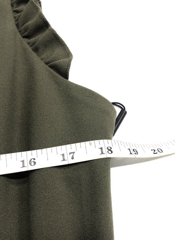 Calvin Klein Women's Olive Green Ruffle V-Neck Wide Leg Jumpsuit Sz 12 NWT
