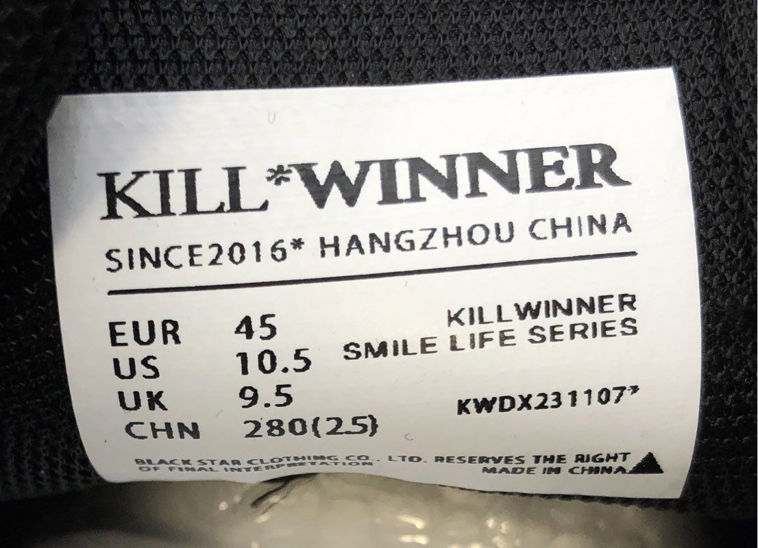 KillWinner Smile Life Series Black Grey Chunky Low Top Sneakers NWT Size 10.5