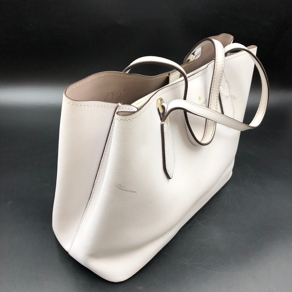 Kate Spade White 2020s Harper Pebbled Leather Satchel Bag COA