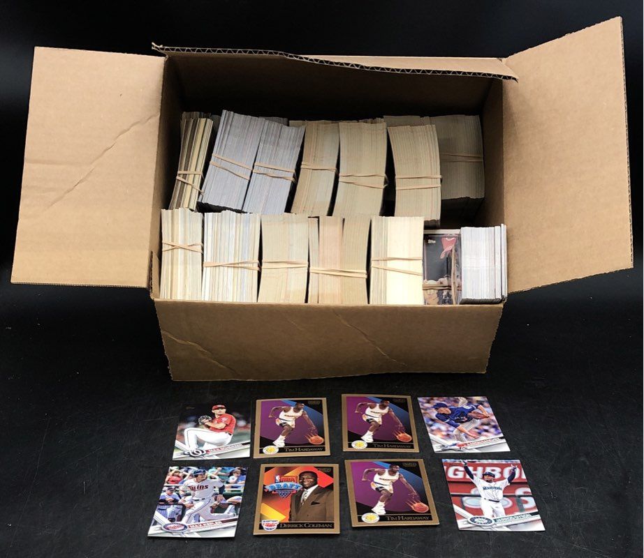 11.7 Lbs. Lot Of Mixed Sports Baseball Basketball Cards. Medium Box, Unsorted