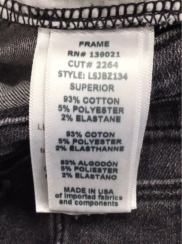 Frame Women's Le Skinny de Jeanne Faded Black Ankle Zip Jeans Sz 27