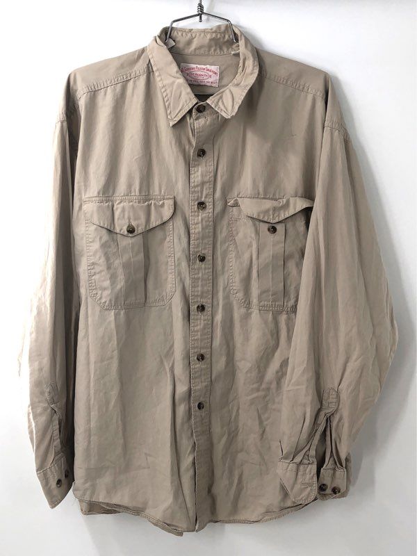 Filson Men's Tan Cotton Long Sleeve Field Safari Button Down Shirt XL