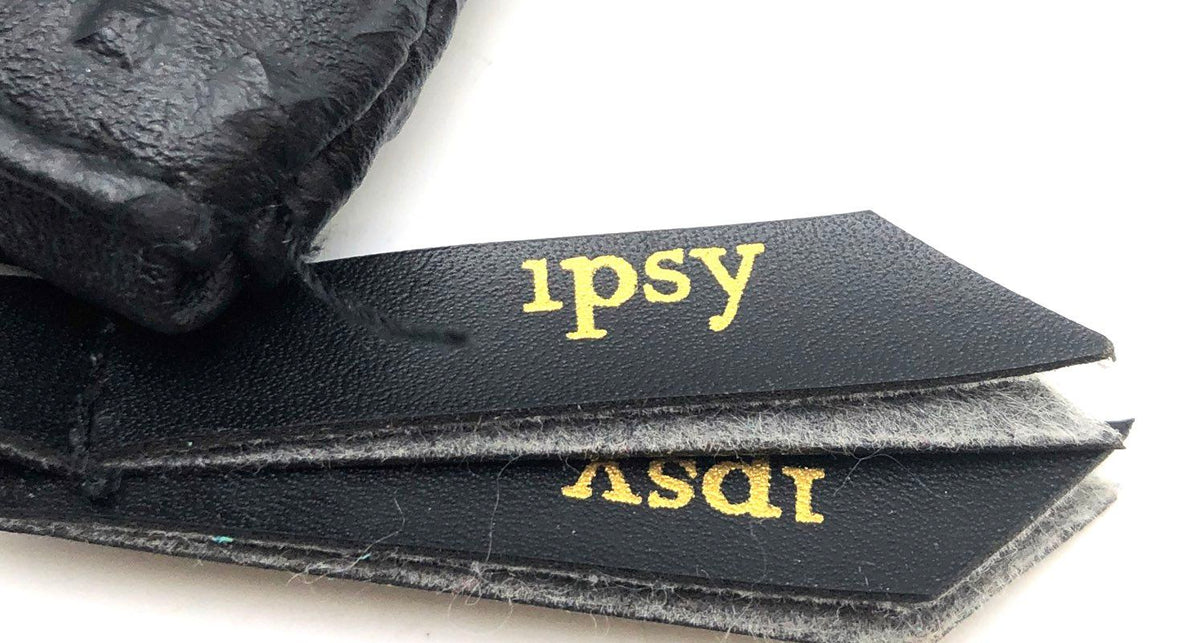 Ipsy Black Studded Texture Cosmetic Makeup Pouch Bag Gold Zipper Pull