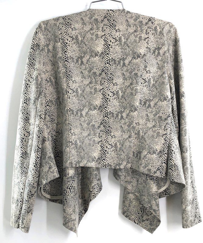[BLANKNYC] Women's Gray Snakeskin Print Draped Open Front Jacket Size M