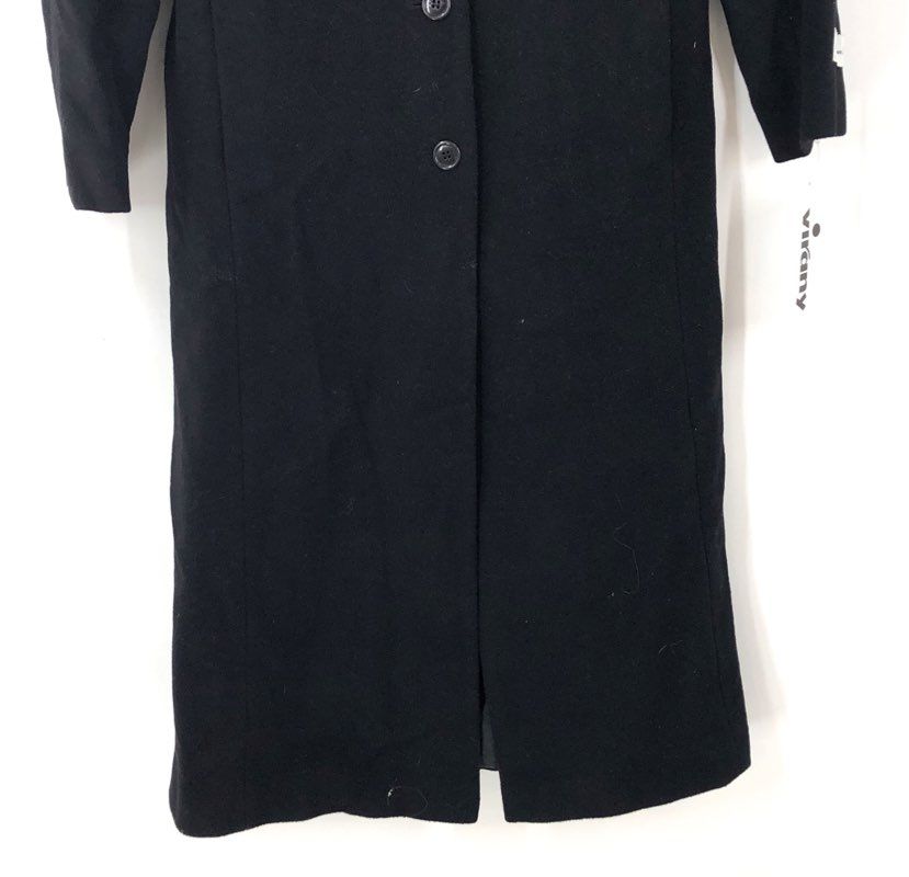 Virany Women's Black Wool Cashmere Blend Long Overcoat NWT Size 8P