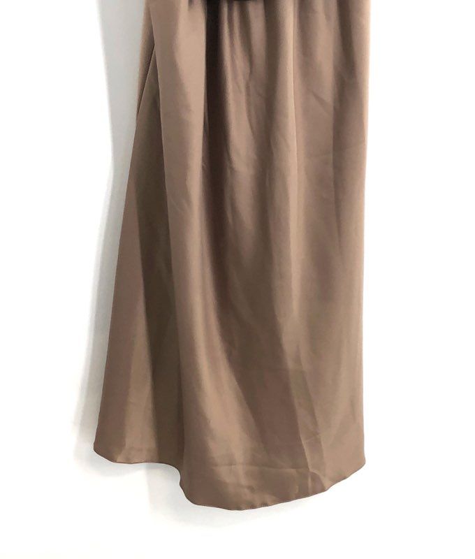 Siri Women's Yolanda 2 Dress Cafe Brown Halter Neck Satin Sash Midi Sz M