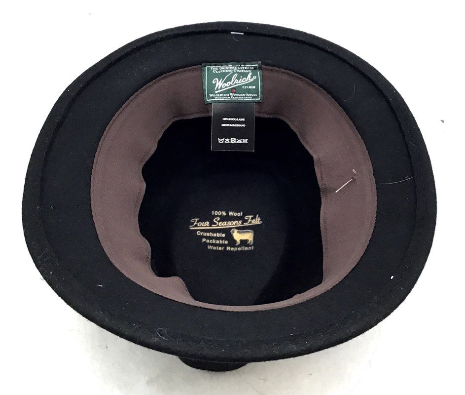 NWT Woolrich Men's Black Fedora Hat - Size M