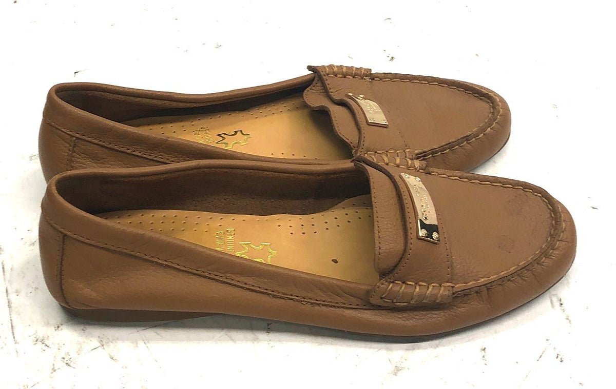 Coach Fredrica Tan Pebbled Leather Driving Loafers Women's Size 8.5B