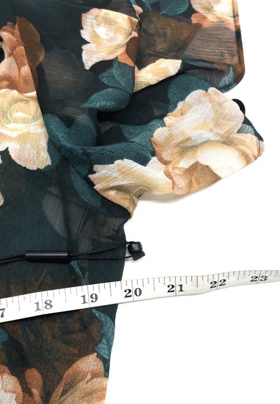 Calvin Klein Women's Green Rose Floral Ruffle Hi-Low Dress Flutter Sleeve NWT 10
