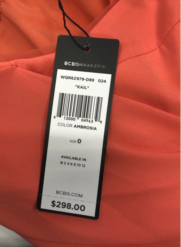 BCBGMAXAZRIA Women's Kail Gown Ambrosia Orange One Shoulder Ruffle Sz 0 NWT