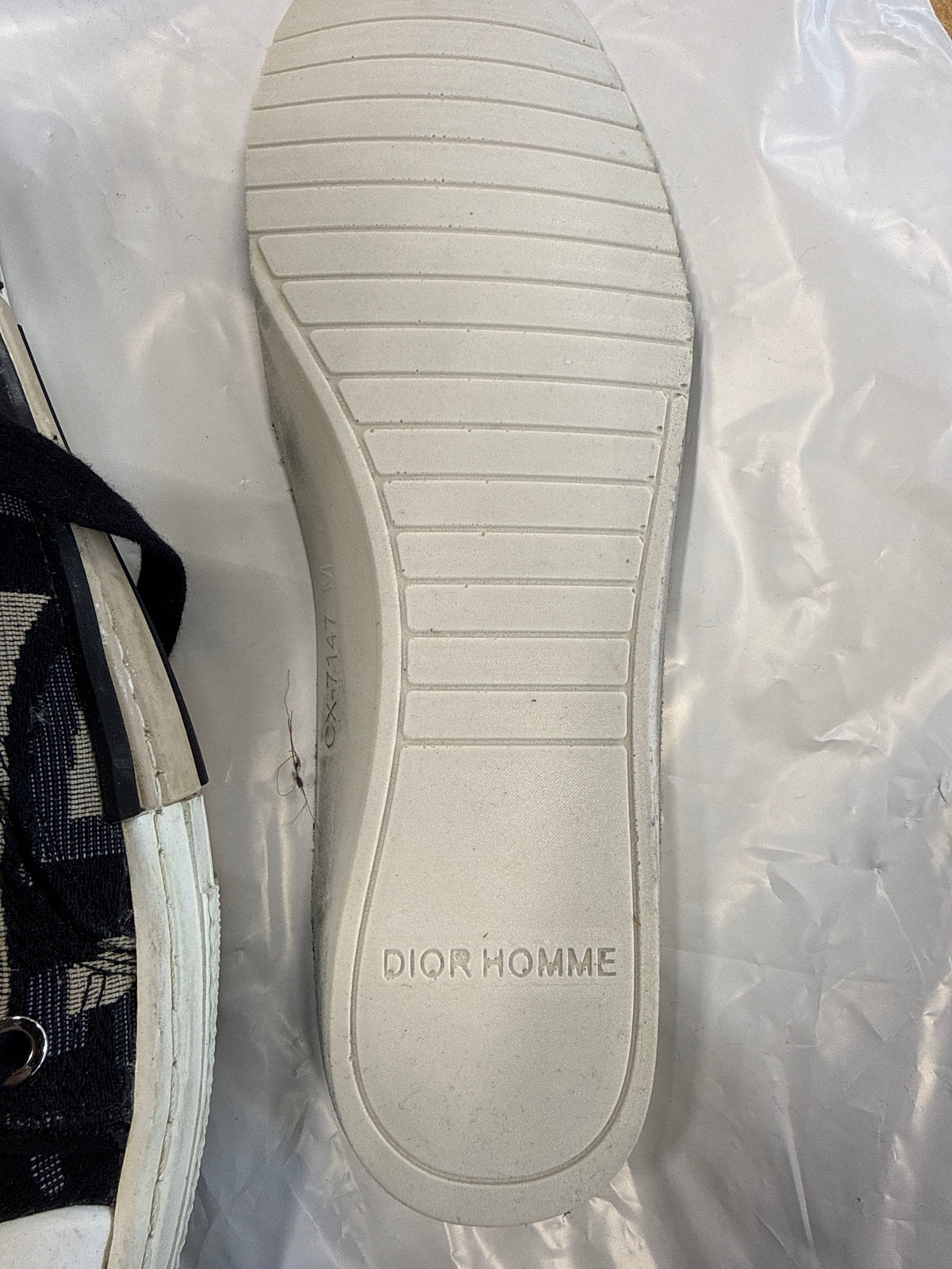 Dior B23 High-Top Tan/Black Oblique Jacquard Canvas Sneakers - Size 41 (+COA)