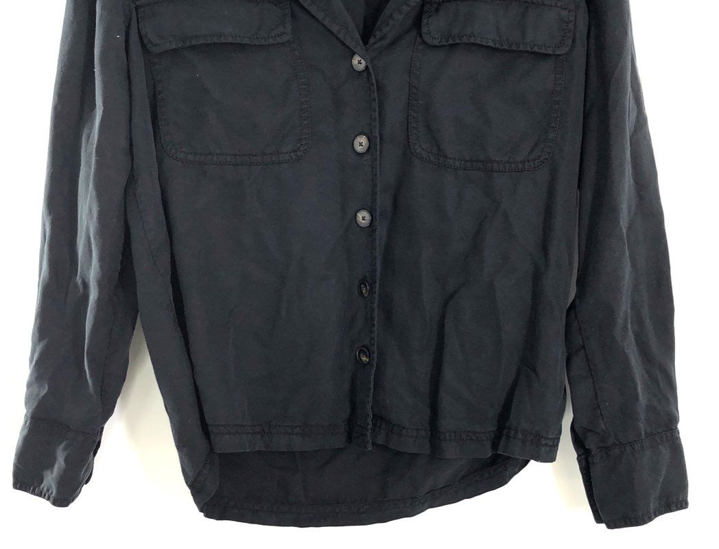 Massimo Dutti Women's Black 100% Lyocell Utility Button Down Shirt Sz 2