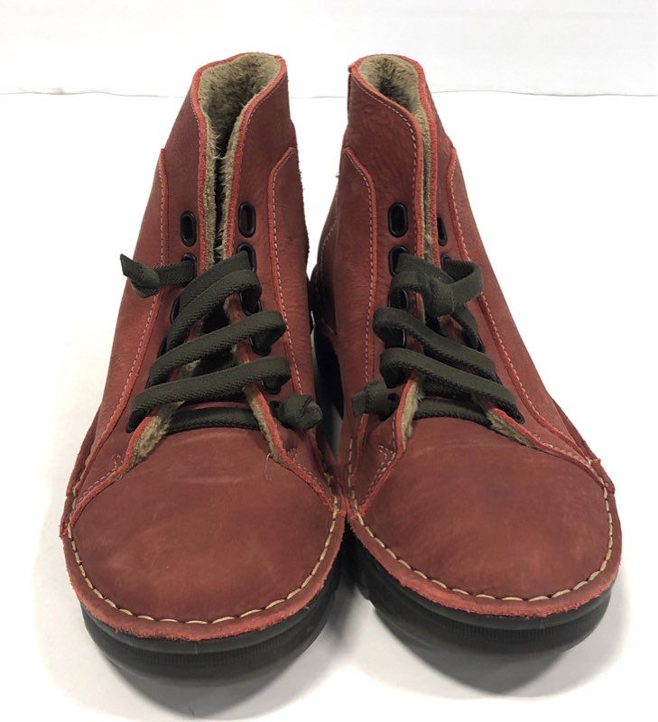OnFoot Womens Red Leather Comfort Chukka Ankle Boots Made in Spain Size EU 39