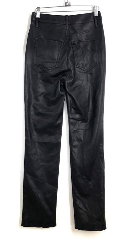 Express Women's Black Faux Leather '90s Slim Super High Rise Pants Sz 2R NWT